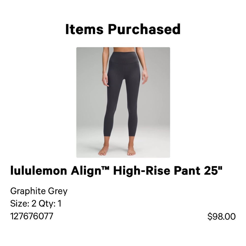 lululemon athletica Graphite Grey Align High-Rise Pant 25"